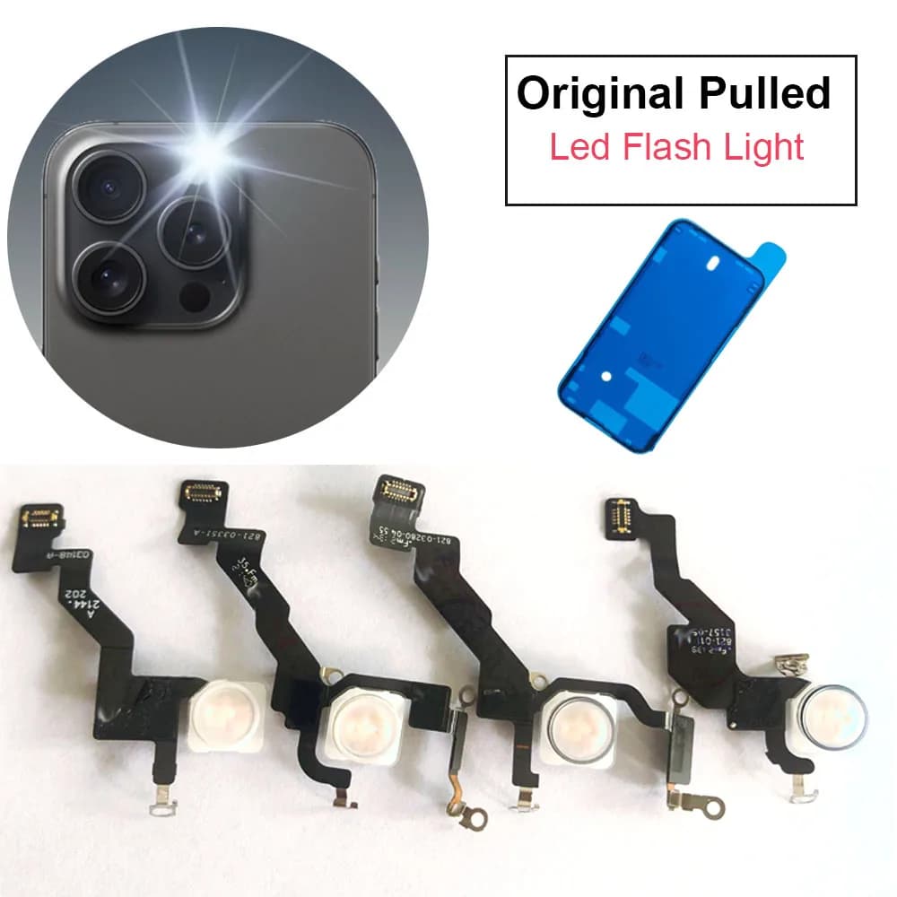 100% OEM Pulled Flash Led Light Power Volume FlashLight Flex Cable Replacement For iPhone 11 12 13 Pro Max Mini With Adhesive