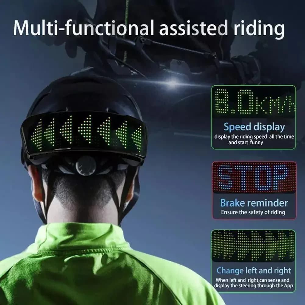 2025 Luce di avvertimento per casco da motociclista Guida notturna Display a LED RGB fai-da-te Fanale posteriore per casco da bici Schermo LED programmabile APP