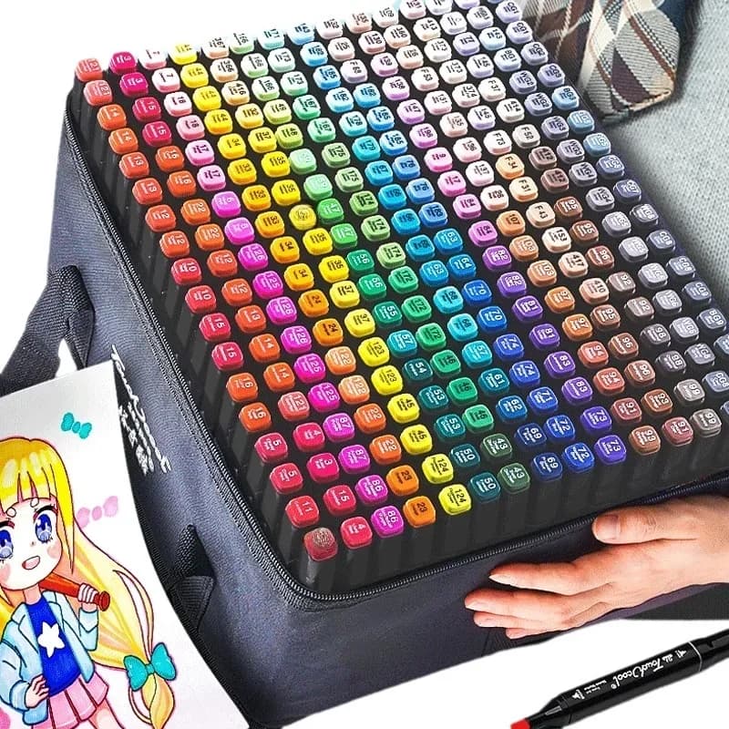 Pennarello a doppia punta da 168 colori con punta fine e punta a scalpello con base, per disegni artistici, fumetti, design da colorare