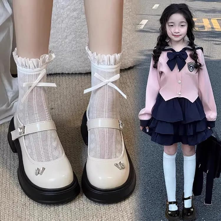 Scarpe in Pelle per Bambini Primavera Autunno Nuove 2026, Mocassini alla Moda da Principessa Lolita per Ragazze, Scarpe Mary Jane con Plateau per Bambini, per Matrimoni e Feste