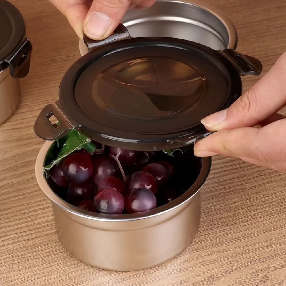 1 pz conservazione fresca scatola per il pranzo frigorifero cucina pranzo preparazione dei pasti contenitore per alimenti ciotola rotonda in acciaio inossidabile 304