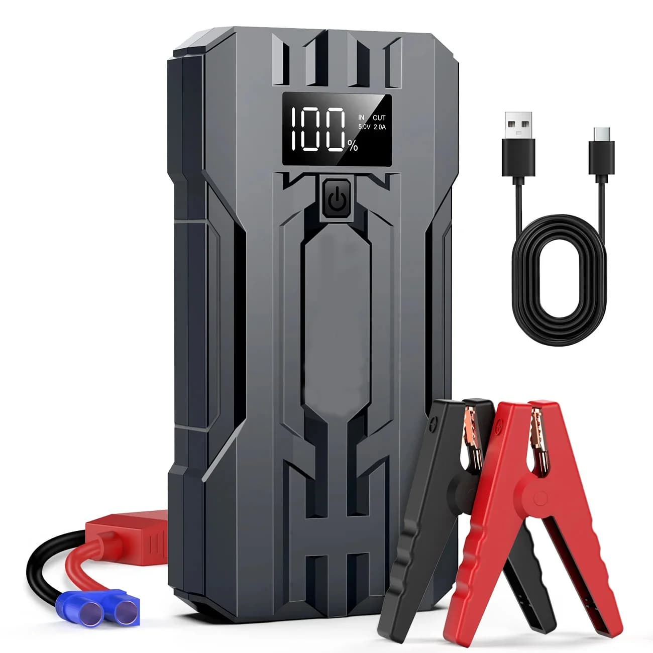 Avviatore di Emergenza per Auto 3000A di Picco 10000mAh 12V, Caricabatterie e Booster con Display