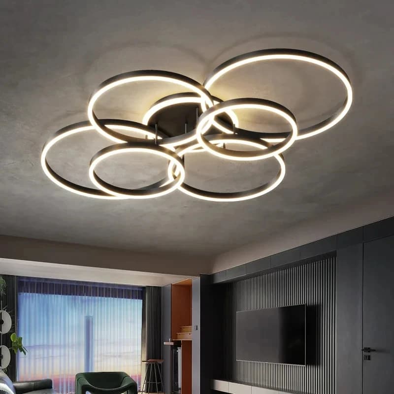 Lampadario Moderno a LED per Interni, Illuminazione a Soffitto per Soggiorno, Studio, Camera da Letto, Anelli Rotondi in Stile Nordico, Decorazione per la Casa