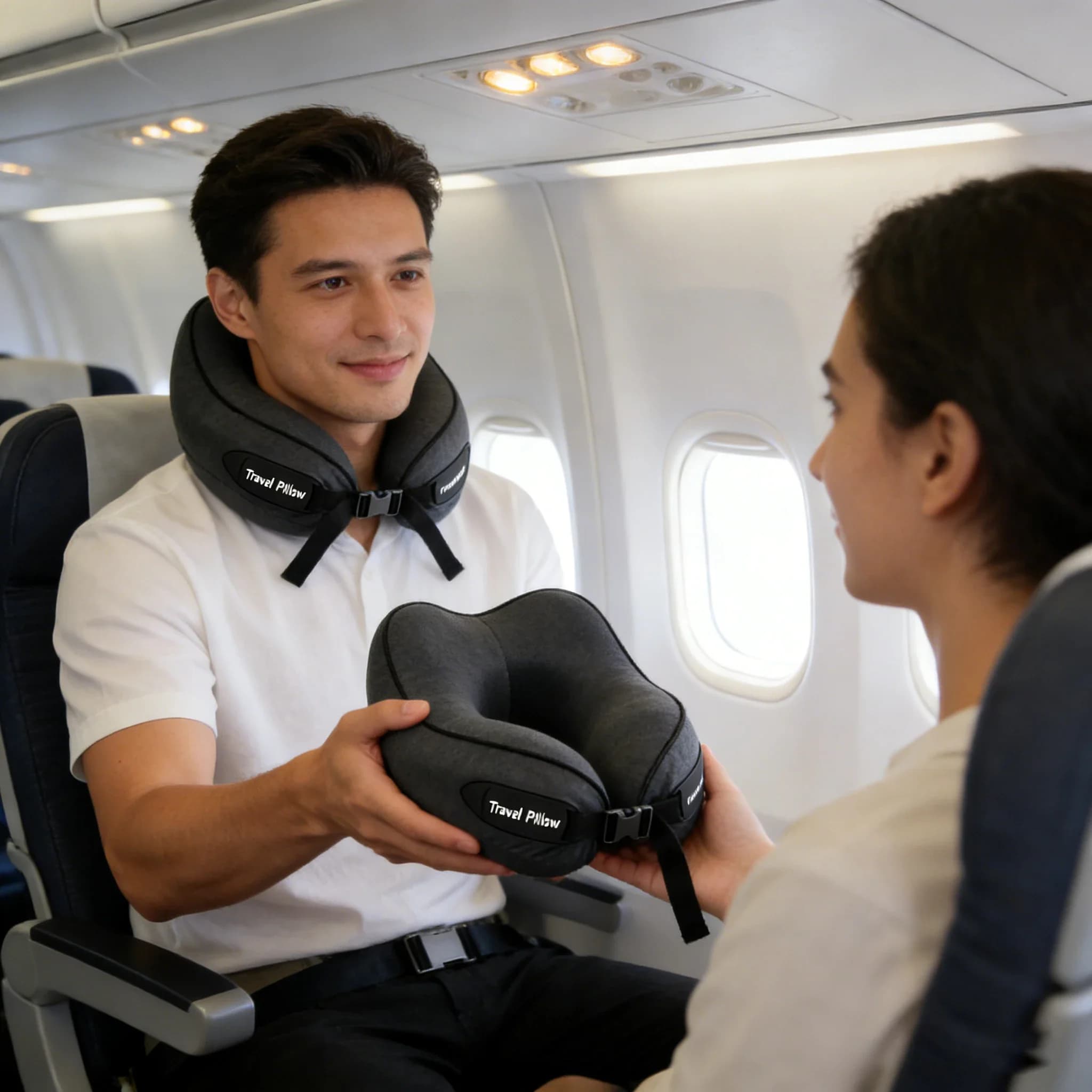 Cuscino da Viaggio per Testa, Collo e Mento, Ideale per Voli Lunghi, Sonno in Aereo e Viaggi in Auto, Completamente Lavabile Borsa da trasporto