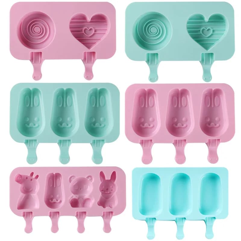 2025 Nuovo stampo in silicone per gelato Forma di amore e animale Simpatico creatore di cubetti di ghiaccio Stampo per ghiaccio fatto in casa con bastoncino e coperchio Gadget da cucina