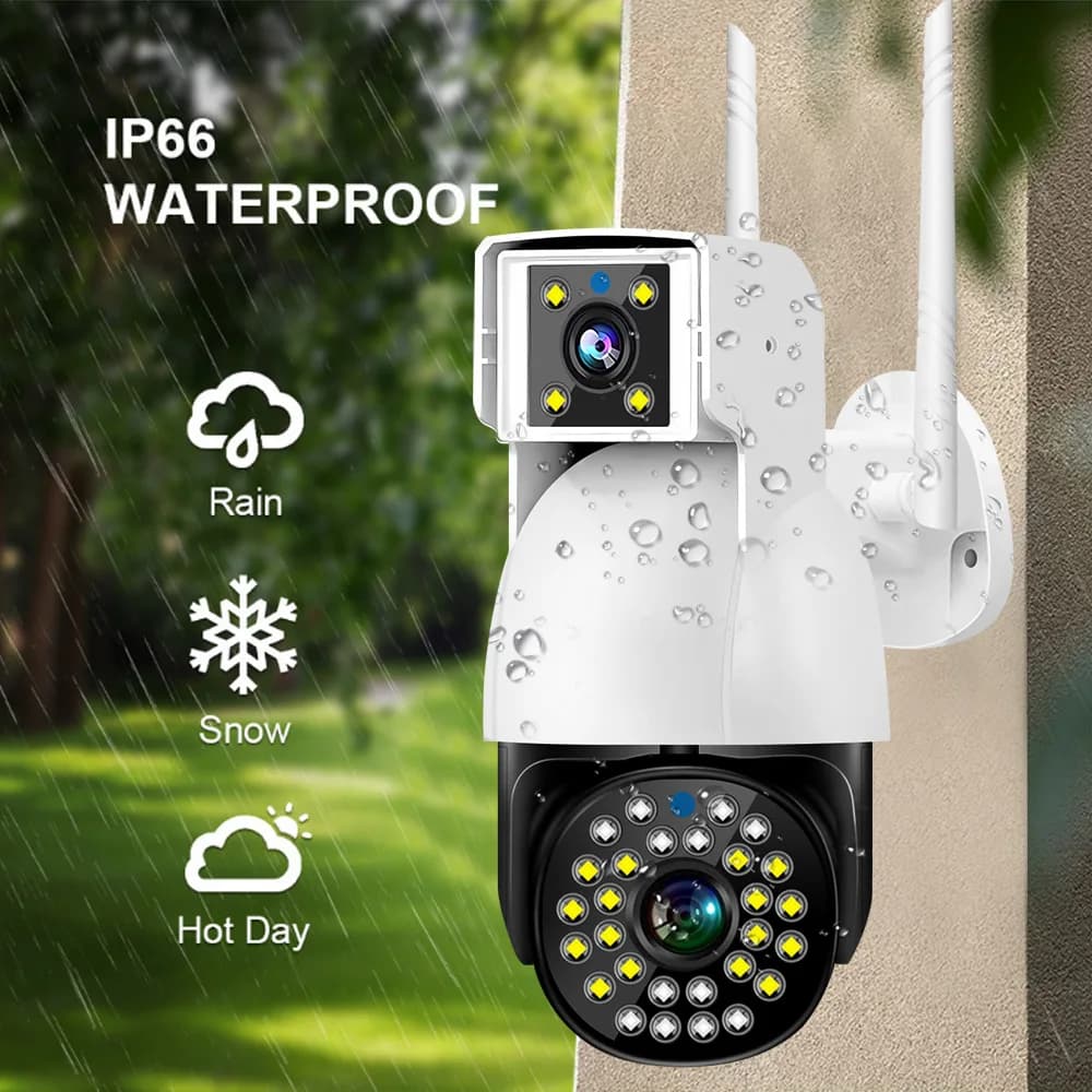 Telecamera dome IP PTZ a doppia lente V380 APP da 4 MP Rilevazione umanoide AI Sicurezza a colori CCTV Citofono Baby Monitor