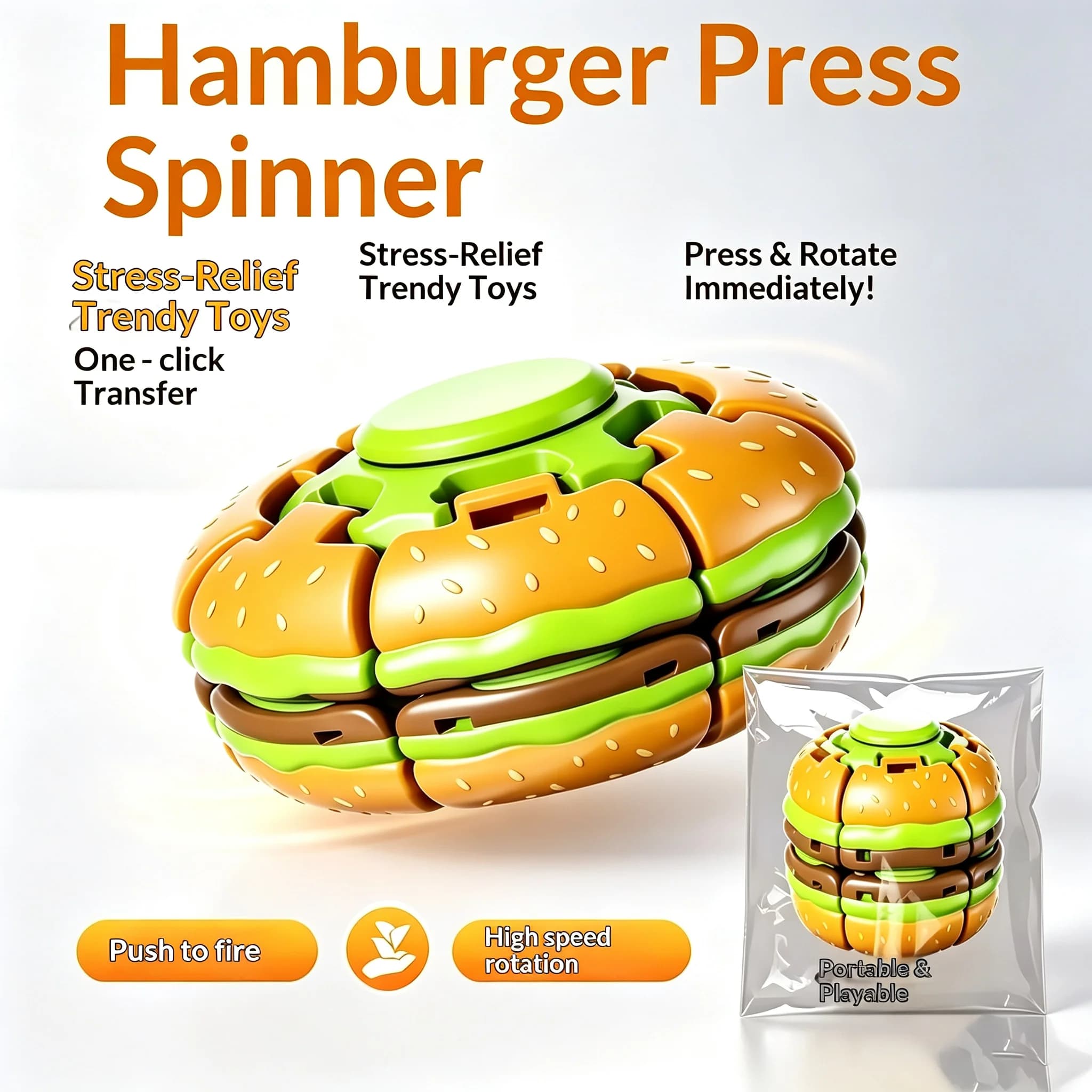 Hamburger Press Fidget Spinner Stress Relief Toy