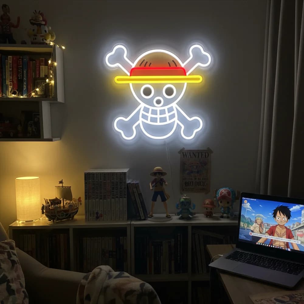Insegna al Neon Anime Pokemon One Piece - Luce Notturna/Lampada LED in Acrilico per Casa, Decorazione Camera da Letto Alimentata USB, Regalo per Sala Giochi