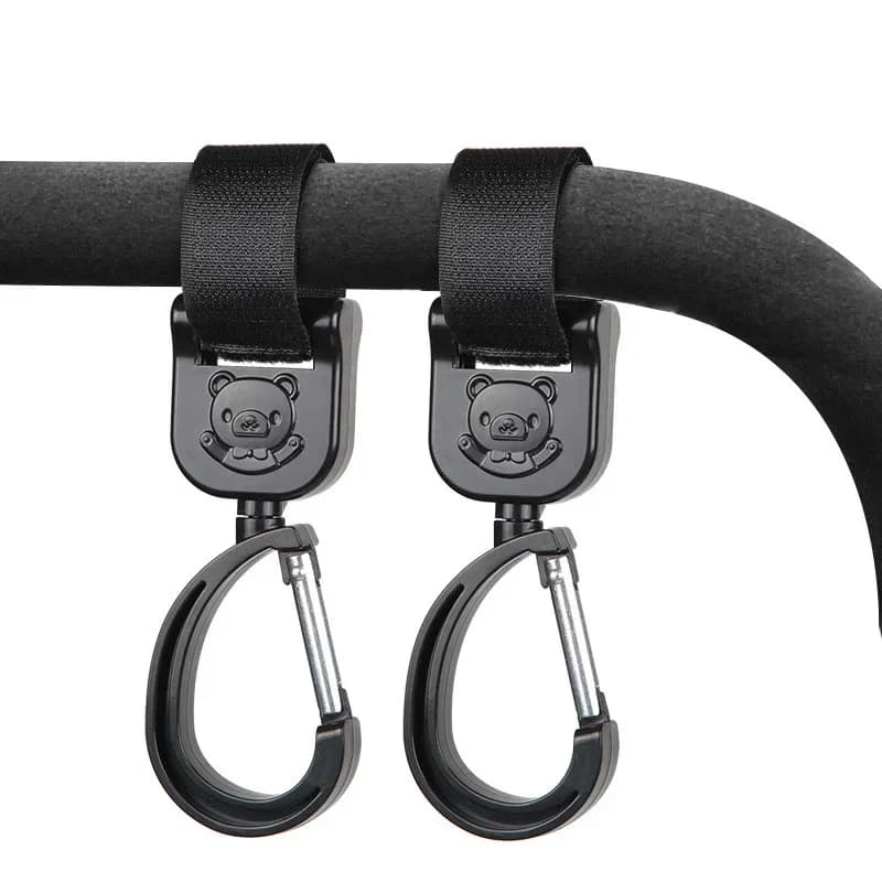 Ganci per carrozzina per bambini Ruota borsa sospesa Carrello da 360 gradi Organizzatore Borsa portaoggetti Gancio Accessori universali per passeggino da esterno