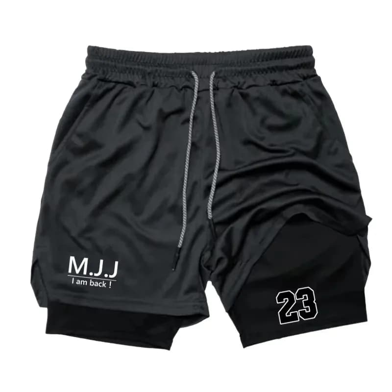 Pantaloncini 2 in 1 e T-shirt da Uomo per Jogging, Allenamento, Fitness, Sport, Compressivi, Asciugatura Rapida, Multifunzionali per l'Estate