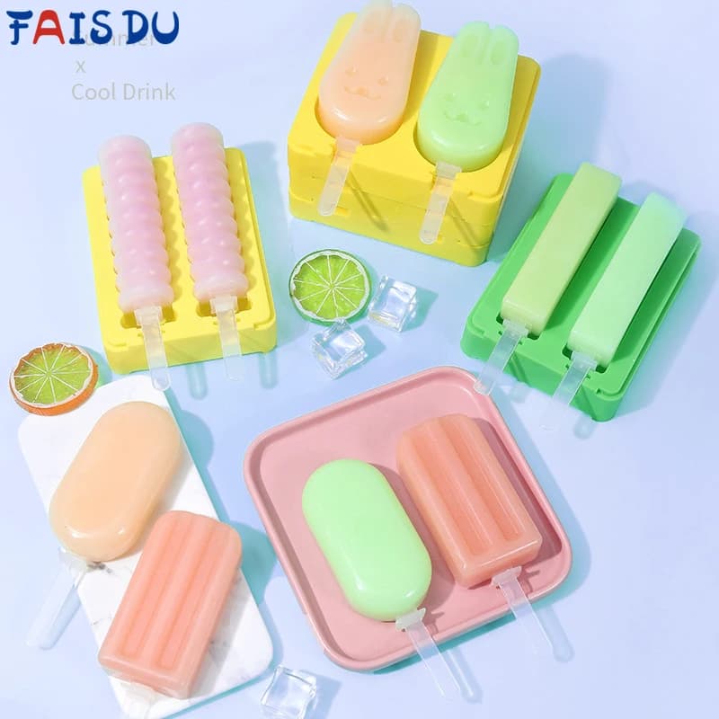 FAIS DU stampo per gelato in Silicone con coperchio e bastone riutilizzabile Party fai da te fatto in casa cubo di ghiaccio vassoio per ghiaccioli gadget da cucina