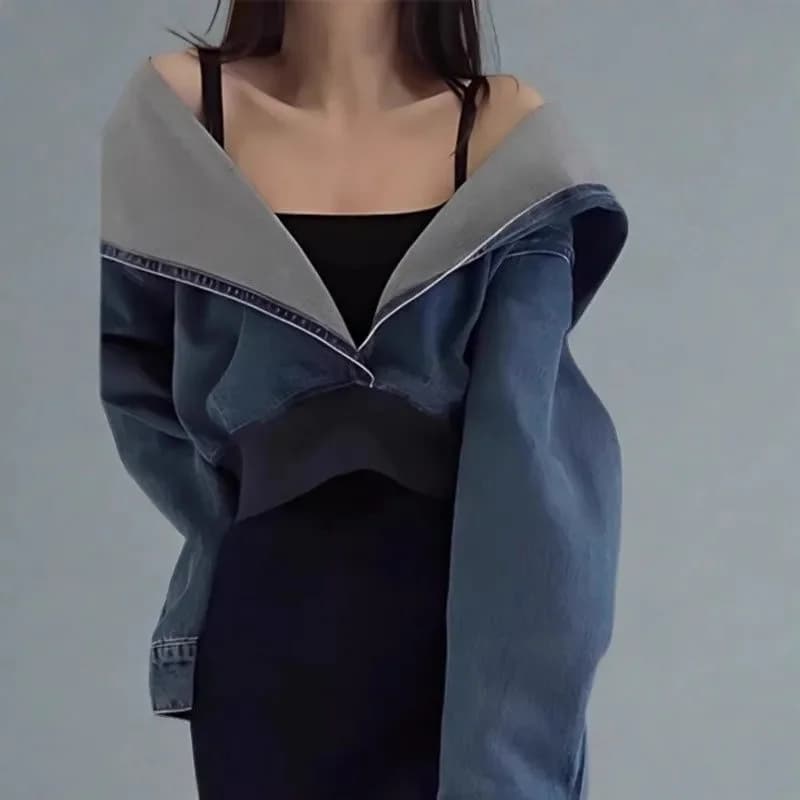 Fashion Denim Jacket 2026 Spring Autumn New Jacket Top High Grade Blue Loose Casual Hooded Denim Short Coat Jeans Outerwear
