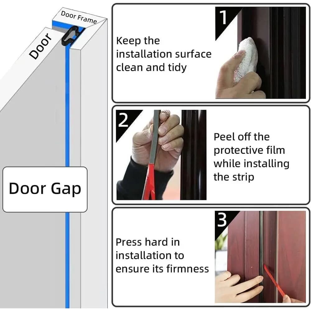 Door Strip 6 Meters Self-adhesive Sealing Strip I Type Silicone Rubber Sealing Strip Weather Gap Blocker Window Door
