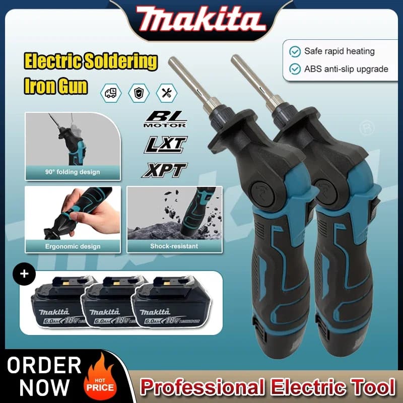 Pistola Saldatrice Elettrica Makita, Saldatore ad Aria Calda, Macchina per Saldatura 0-400 ℃ Temperatura regolabile per batteria da 18 V