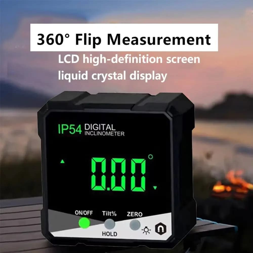 Goniometro Elettronico Impermeabile con Display LCD Retroilluminato, Misuratore di Inclinazione Magnetico Monofacciale ad Alta Precisione per Edilizia