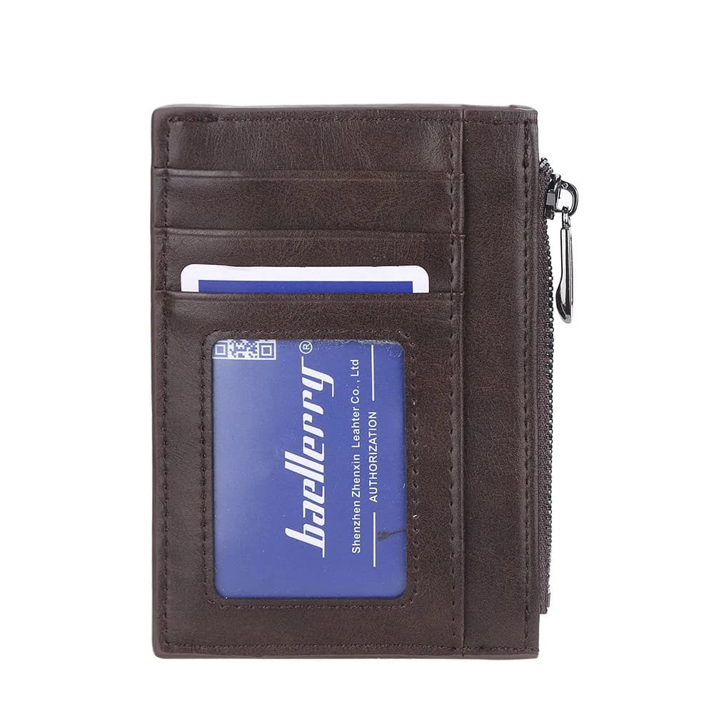 Baellerry Porta carte da uomo in PU a 12 slot, sottile organizer multitasche con finestra identificativa (nero carbone, senza RFID)