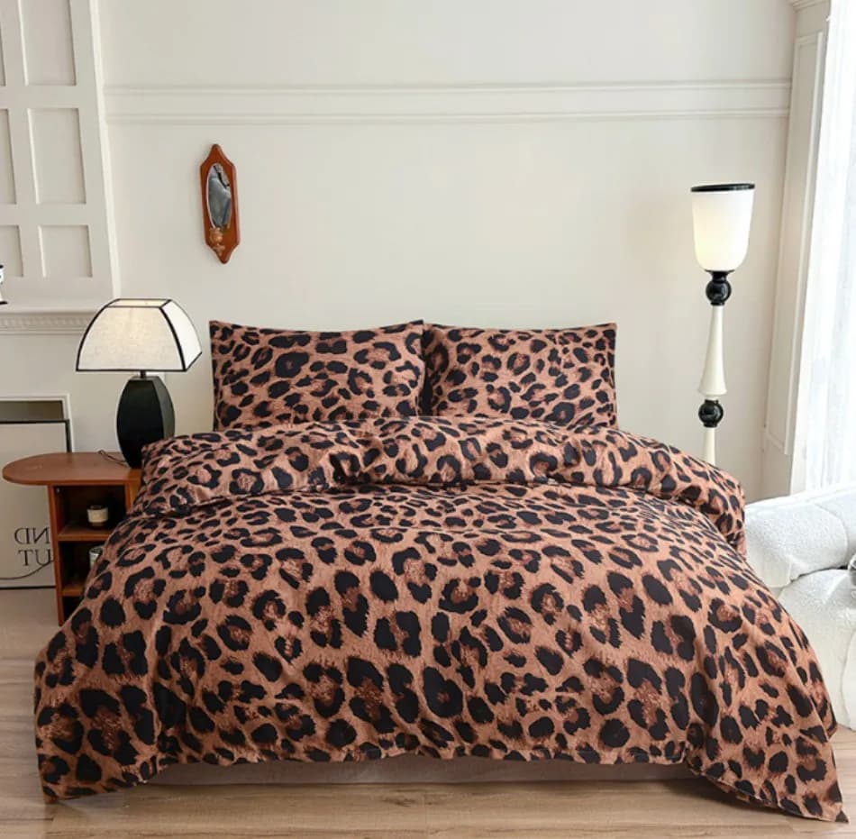 Set di biancheria da letto singolo con stampa leopardata in stile country, bestseller, copripiumino singolo, lenzuola singole per camera da letto