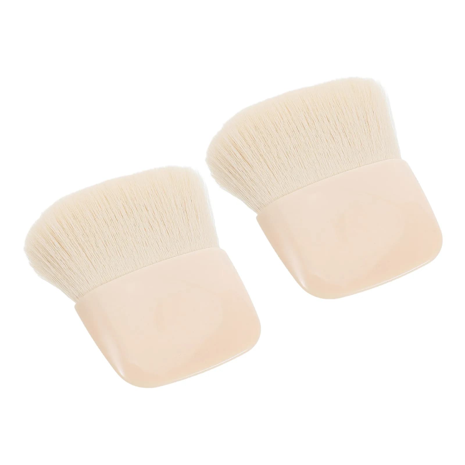 2Pcs Makeup Brush Set Mini Portable Soft Flat Powder Blush Brush Travel Makeup Brushes Kit Foundation Blusher Face Tool