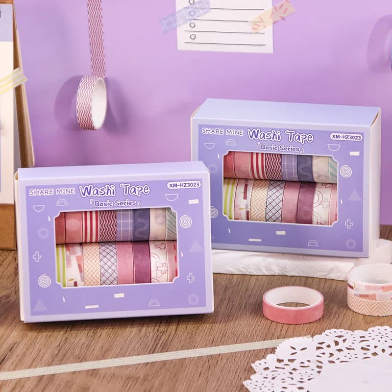 20 rolls Washi Tape Set Simple Thin Masking Tape For DIY Arts Crafts Gift Wrapping Journaling Scrapbooking Labeling Coding Deco