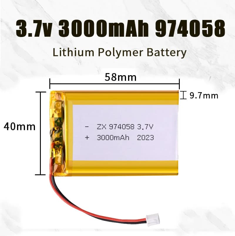 1-10 pieces 974058 Lipo Battery from 3000 mAh 3,7 V rechargeable to PH2P lithium polymers for massage meter GPS navigator Aeromodellism glove
