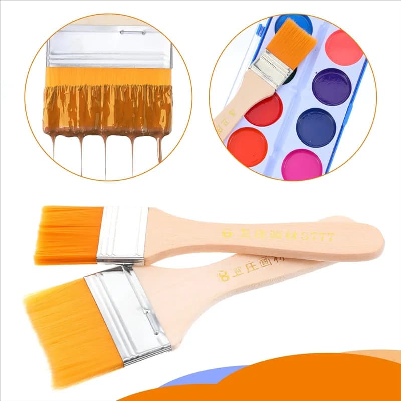 CQMF-Flat Paint Brush Set 12Pcs In Different Sizes, Oil& For Acrylic Painting Brushes, Nylon Painting Brushes