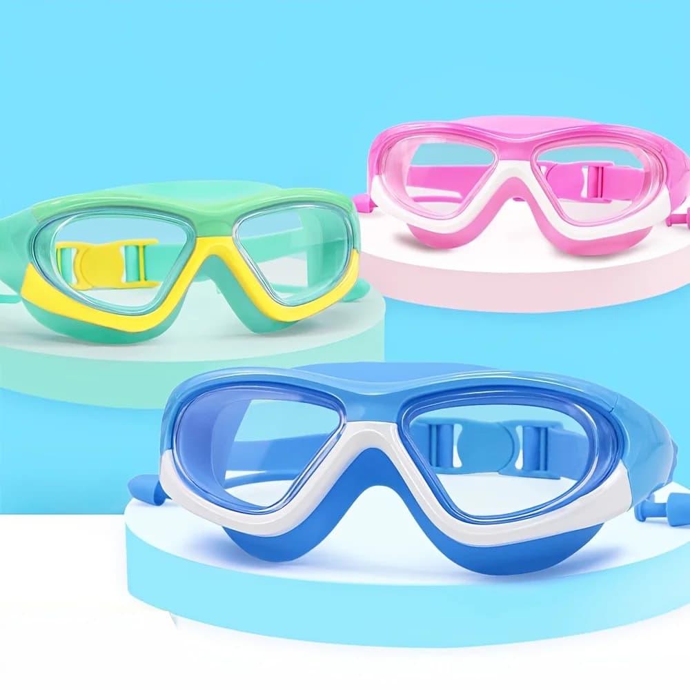 Occhiali protettivi per ragazzi e ragazze che imparano a nuotare, antiappannamento, con montatura grande, comodi in silicone, per allenamenti in piscina e in spiaggia