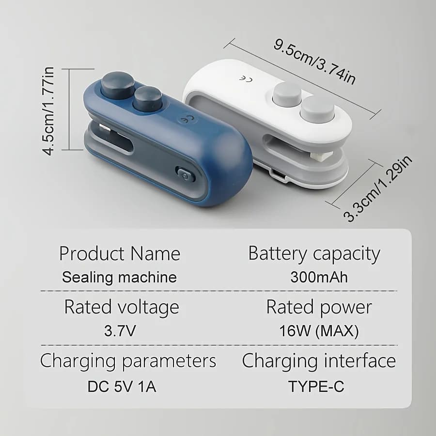 Mini macchina termosaldatrice portatile - Sigillatrice portatile per sacchetti per snack alimentari, plastica e imballaggi | Alimentato a batteria e facile da usare