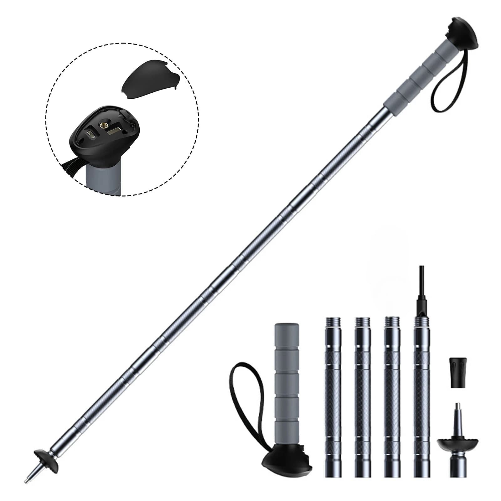Multifunctional Telescopic Trekking Poles with Light 5 Sections Aluminum Walking Sticks for Camping Hiking Mountaineering Cane