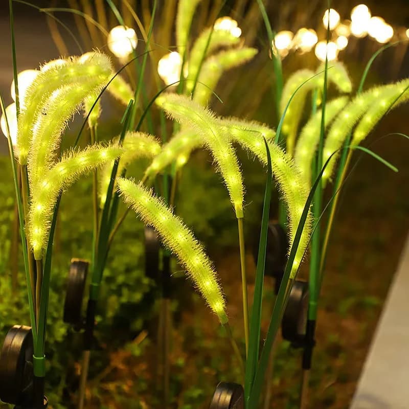 Lampada Solare a LED a 3 Teste a Forma di Coda di Cane, Luce Decorativa Impermeabile con Picchetto per Prato, Cortile, Giardino, Matrimoni, Compleanni, Festival