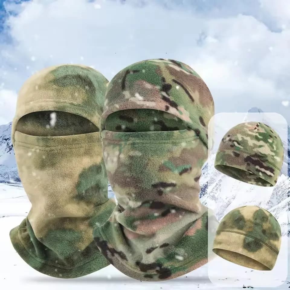 Caldo inverno all'aperto uomo polare scaldacollo berretti donna mimetico maschera a pieno facciale caldo orecchio casco fodera sport passamontagna da sci berretto