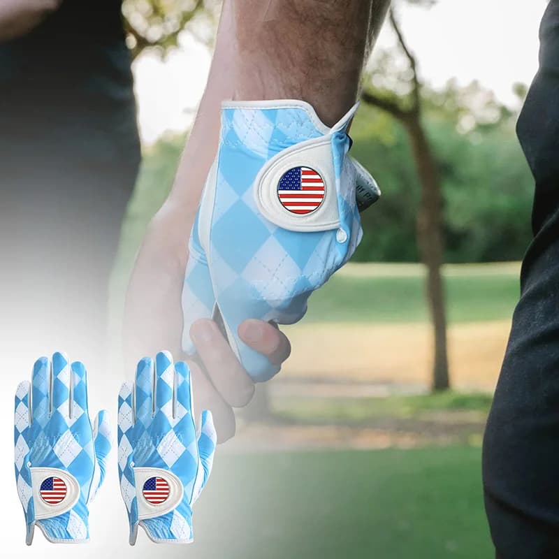 Guanti da golf da uomo per destrimani, per mano sinistra, con pennarello a sfera, confezione da 2, in pelle, traspirante, confortevole, resistente alle intemperie
