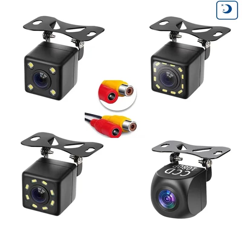 JISUID telecamera per retromarcia per Auto 12 LED visione notturna retromarcia Monitor per parcheggio automatico CCD Video HD impermeabile
