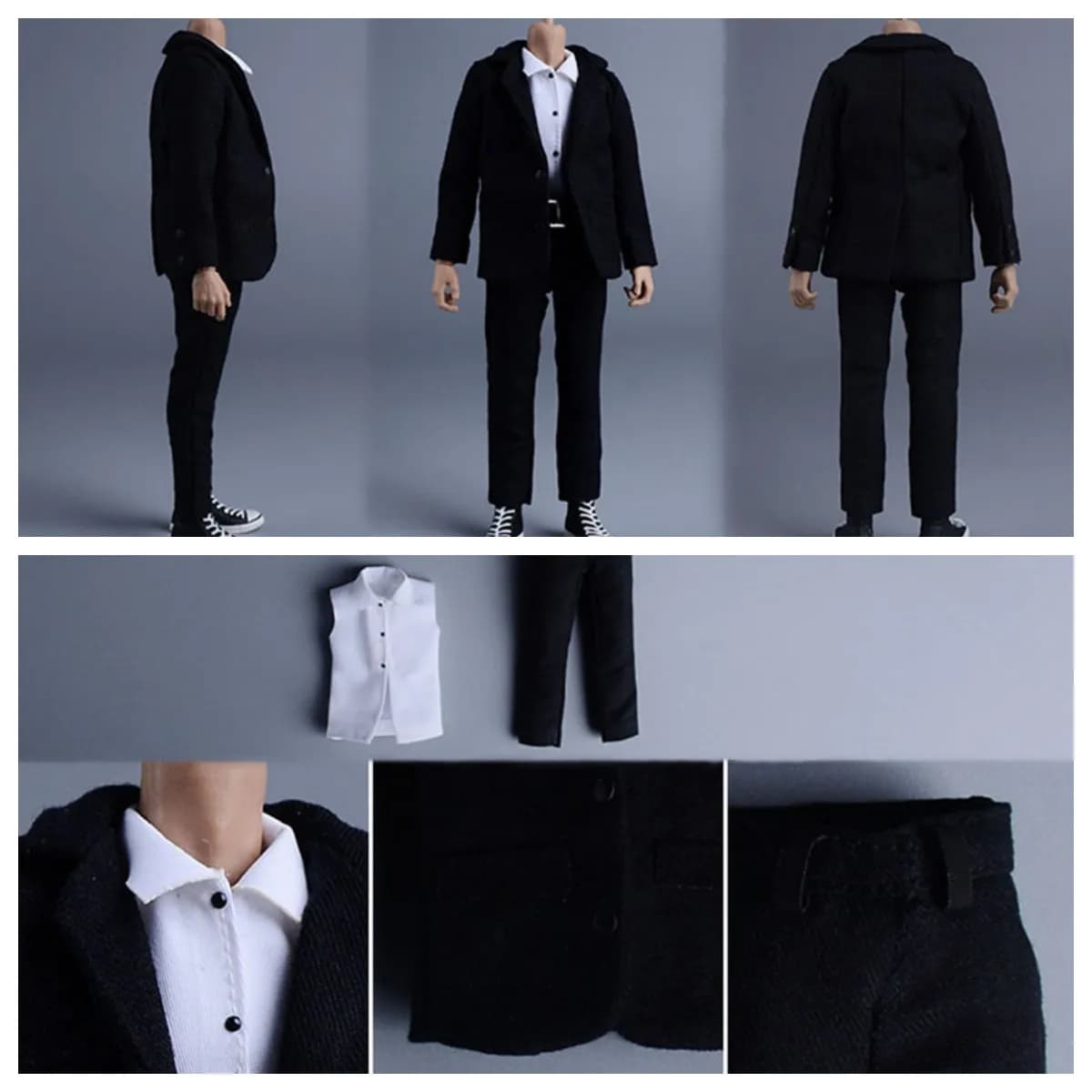 Set of formal men's work clothes in scale 1/12 coat shirt belt trousers for 6 inch Action Figure BodY Model