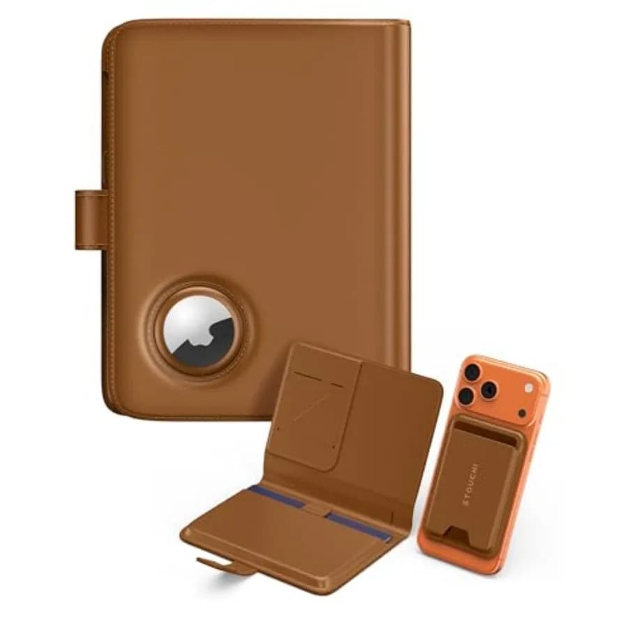 Porta Passaporto AirTag con Custodia Magnetica Rimovibile per Carte, Blocco RFID, Cinghia a Sgancio Rapido in 1 Secondo e Funzione One-Step