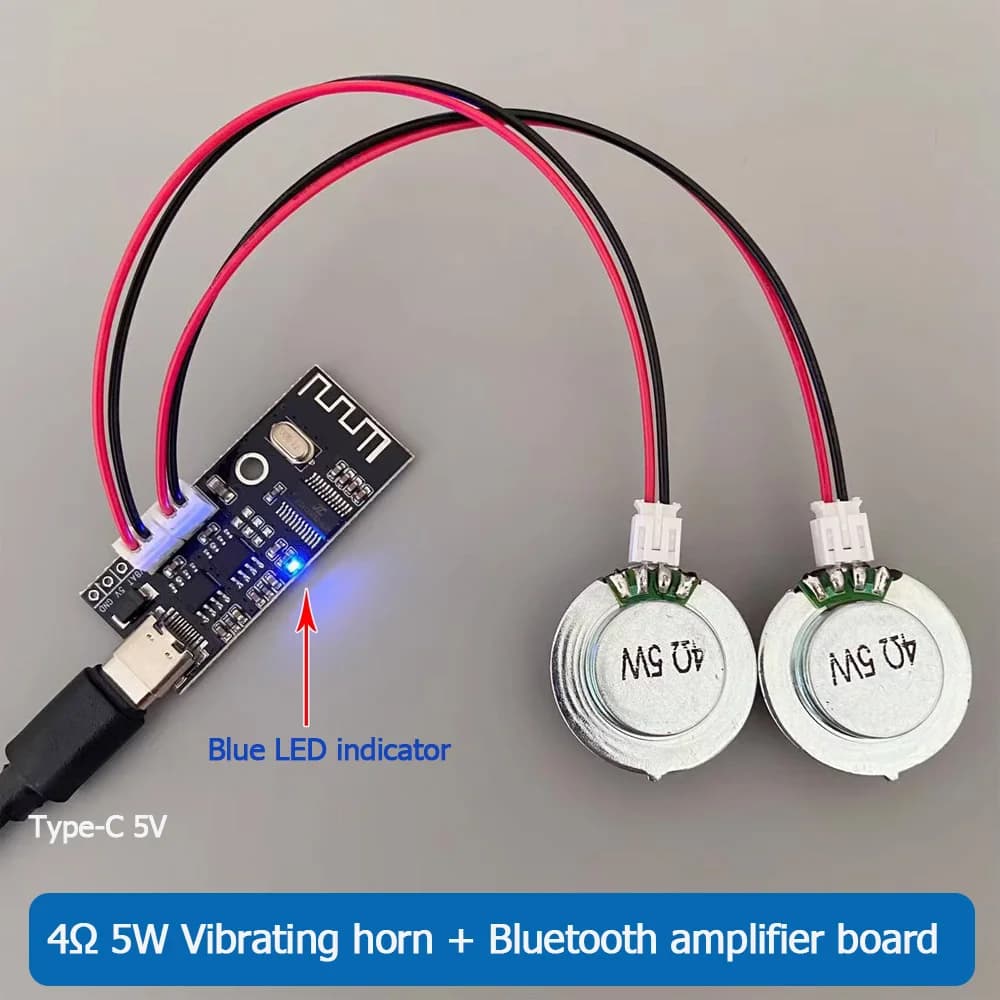 DIY 4 Ohm 5W bon conduction speaker, hidden audio system, vibrating trumpet with Bluetooth amplifier card