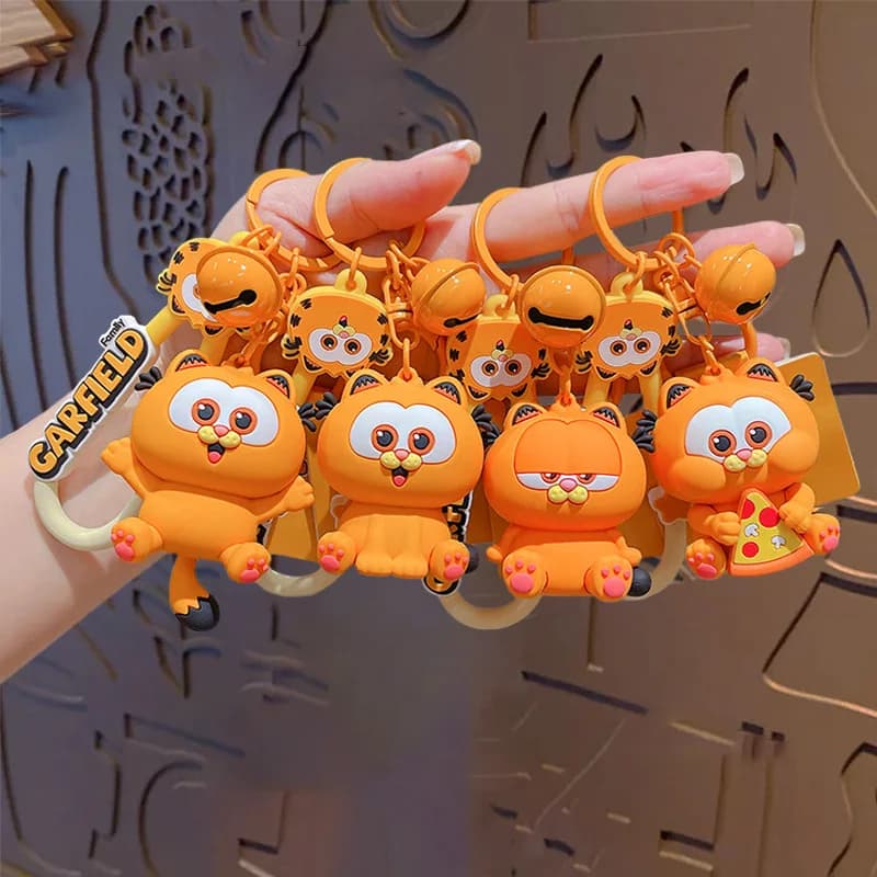 Simpatico cartone animato Garfield Portachiavi Borsa con ciondolo per bambola Coppia Portachiavi per auto Decorazione per borsa Piccolo regalo per gli amanti Donne Adolescenti