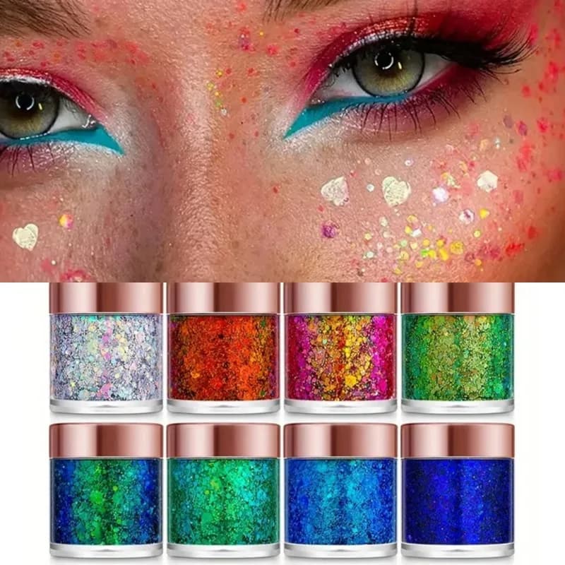 1Pc Paillettes Body Glitter Gel Make Up Glitter For Body Face Hair Umbrella, Festival Carnival Party Make-up Long-term Decorations