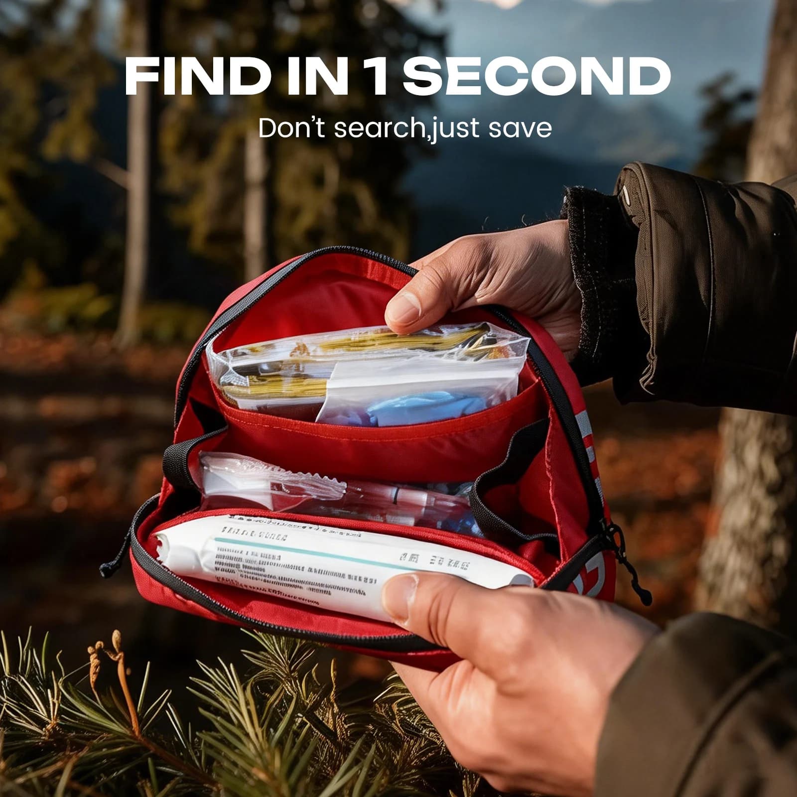 Kit di Pronto Soccorso BOZZYS 60 Pezzi, Borsa Medica d'Emergenza per Campeggio, Escursionismo, Viaggi, Auto e Casa