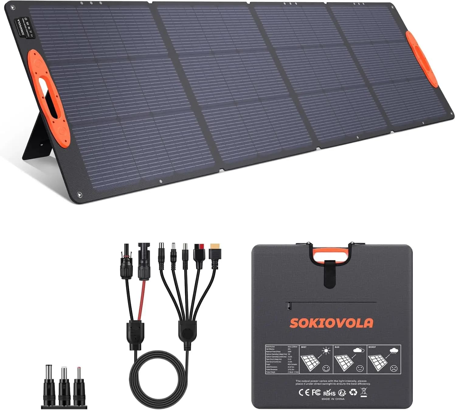 Pannello Solare Portatile N-Type 16BB 220W, Impermeabile IP68 Pieghevole ETFE ad Alta Efficienza per Campeggio e Viaggi in Camper