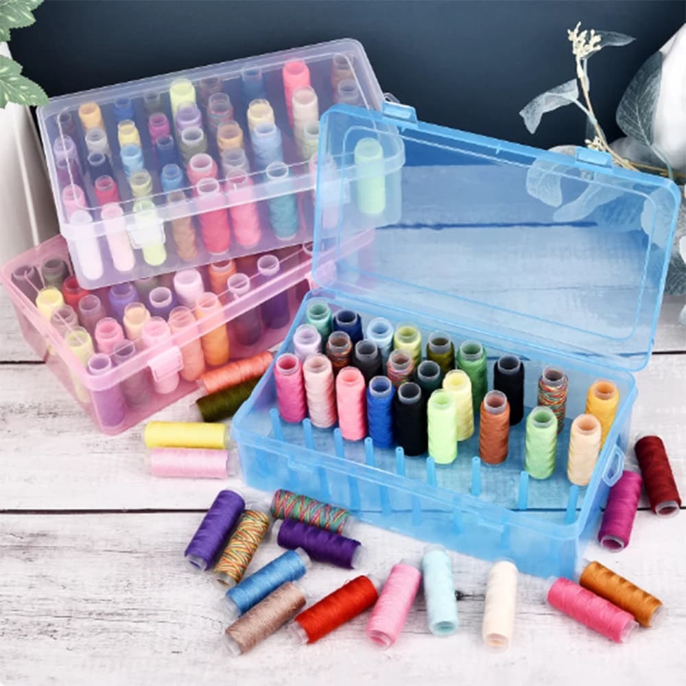 Scatola Porta Aghi e Fili a 42 Scomparti, Contenitore Multifunzionale Trasparente per Aghi e Fili, Set per Organizzazione e Smistamento