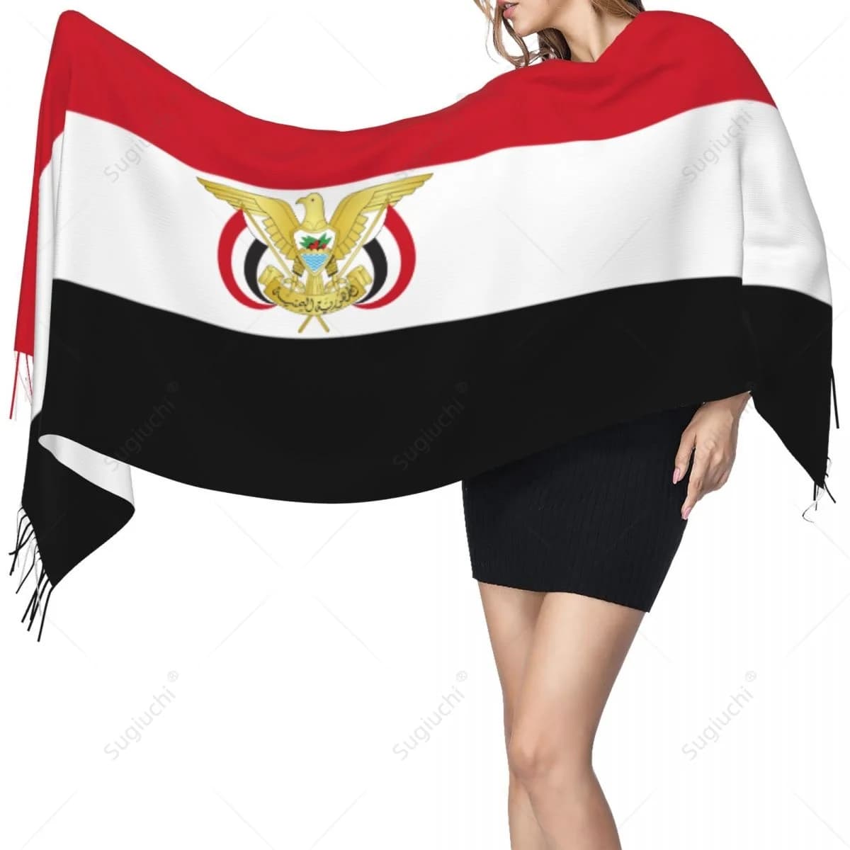 Sciarpa con bandiera dell'emblema dello Yemen Pashmina Sciarpe calde Scialle avvolgente Hijab Primavera Inverno Multifunzione unisex