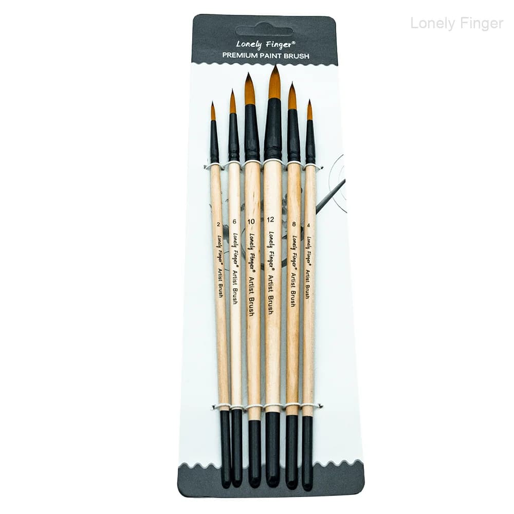 Acrylic Paint Brushes Set, 6pcs Professional Round-Pointed Tip Artist Paintbrushes for Acrylic Watercolor Oil Painting, Face Bod