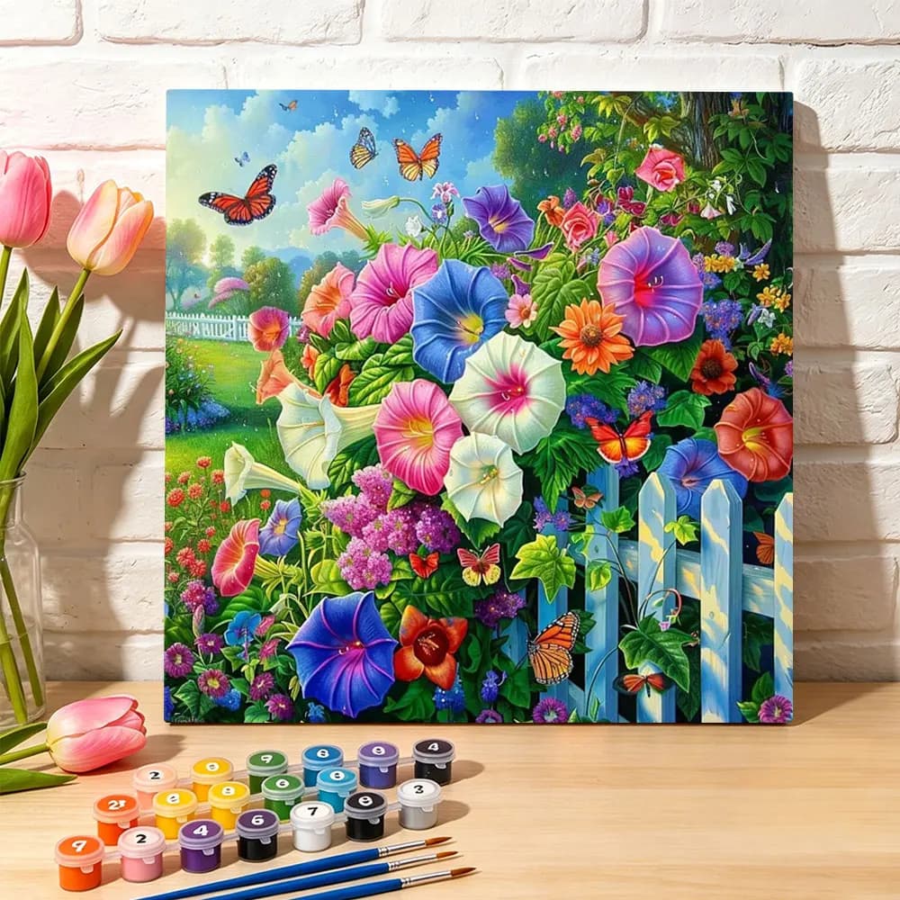 Digital Oil Painting Morning Glory Flowers DIY Oil Painting By Numbers Colorful Paint By Number Adult Kit Handpainted Gift