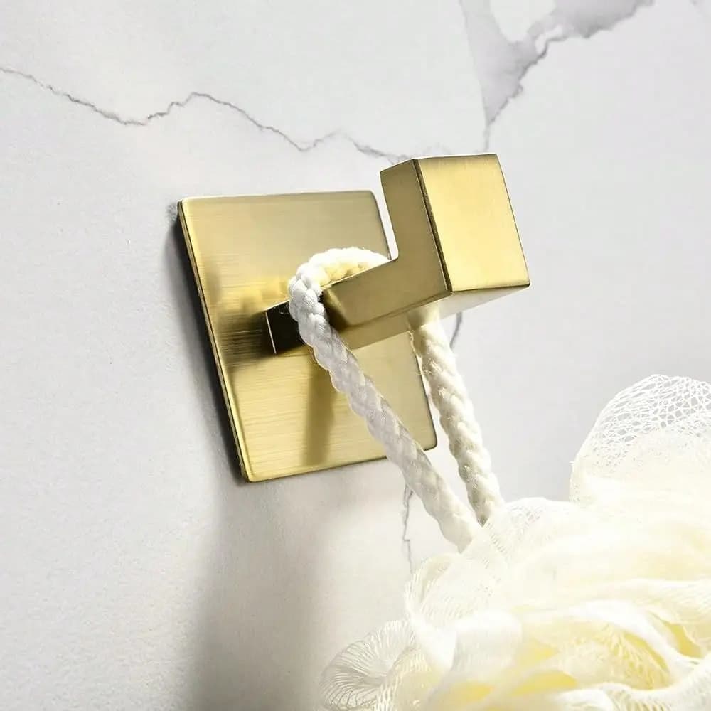 Ganci appendiabiti quadrati in acciaio inox SUS 304, ganci appendiabiti da parete per bagno, cucina, porta, con adesivo per appendere cappotti.