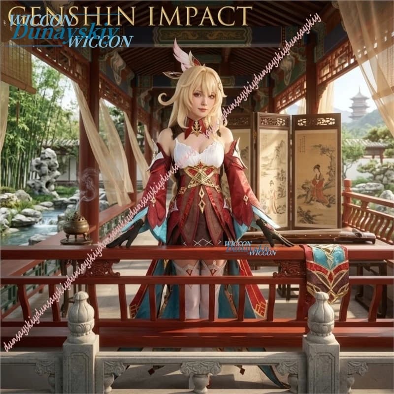 Parrucca, Copricapo, Costume Cosplay di Alice da Genshin Impact per Carnevale, Halloween, Feste, Outfit da Gioco per Donne e Ragazze, Accessori Cosplay