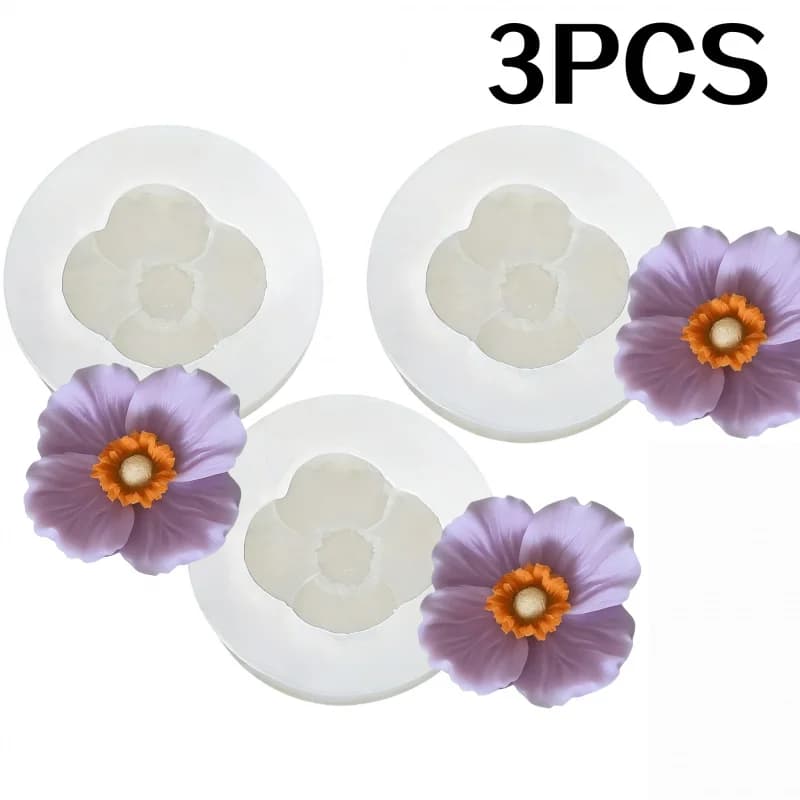 3Flower silicone mold，Silicone flower candle，Resin，Soap liquid，Plaster mold，ApplicableDIYHandicrafts、Bath Ball ，Can be used as a