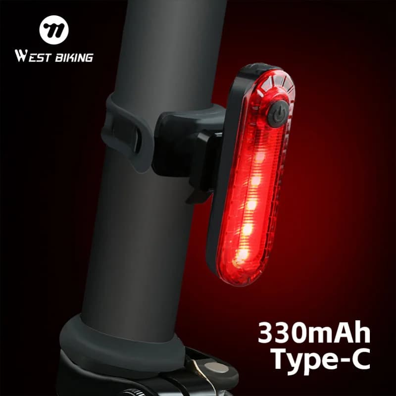 Luce posteriore di avvertimento per bicicletta, luce di segnalazione per mountain bike, ricarica Type-C, attrezzatura per la guida notturna.
