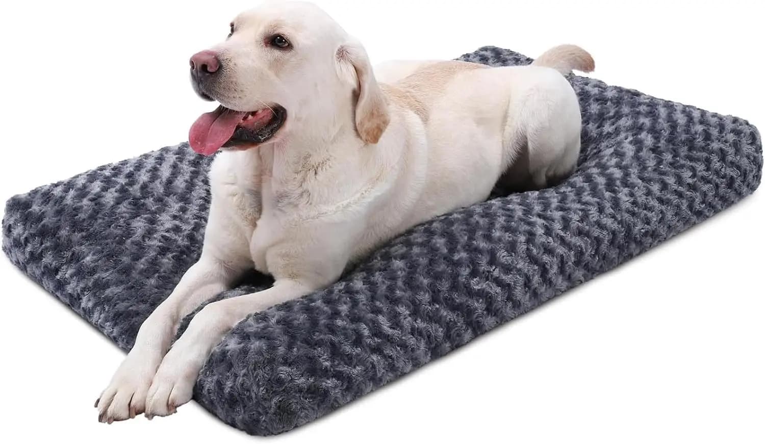 Cuccia Lavabile in Peluche per Cani con Fondo Antiscivolo, Morbido Tappetino per Kennel per Tutte le Taglie, Grigio Scuro, 41x27 Pollici
