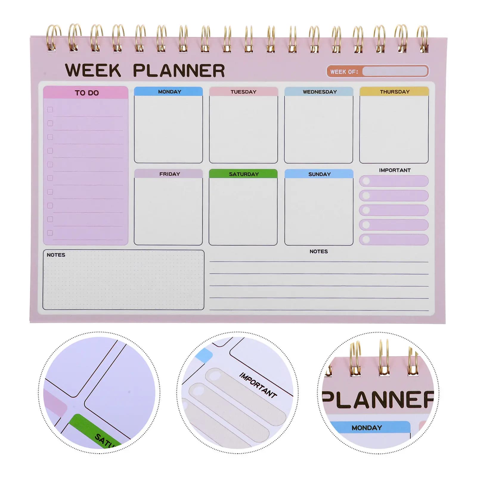 Quaderno 12x12 grande, agenda settimanale non datata, blocco calendario da lavoro, agenda giornaliera, planner settimanale da scrivania per casa e scuola
