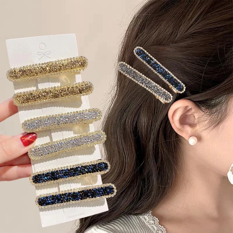 Fermaglio per capelli con strass colorati Donna Striscia lunga Artigli a becco d'anatra Frangia semplice Barrettes Forcine per capelli alla moda Accessori per capelli per ragazza
